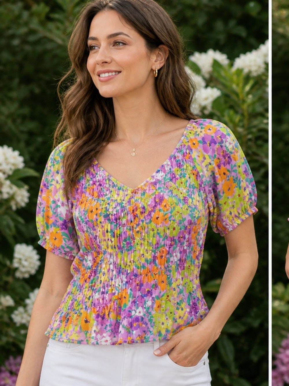 Sanctuary Fresh Gardenia V Neck Blouse Size S